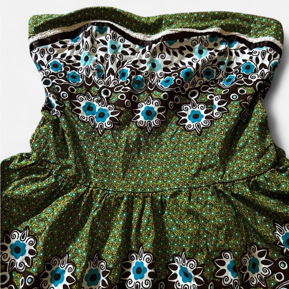 Floral Patterned dress with Blue and Green Accents